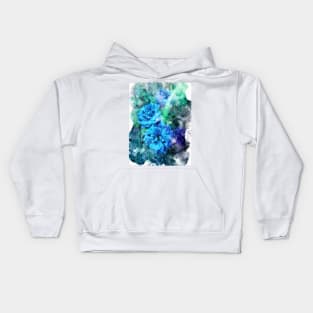 Blue Watercolor Roses Kids Hoodie